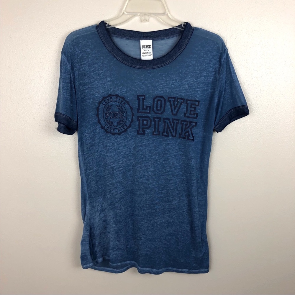 PINK by Victoria’s Secret burnout graphic tee in blue